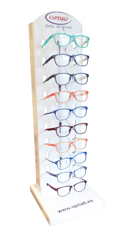 Expositor de gafas de lectura vertical para 10 unidades